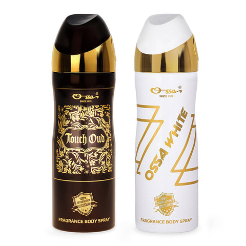 Ossa White Body Spray 200ml And Touch Oud Body Spray 200ml (Pack of 2)