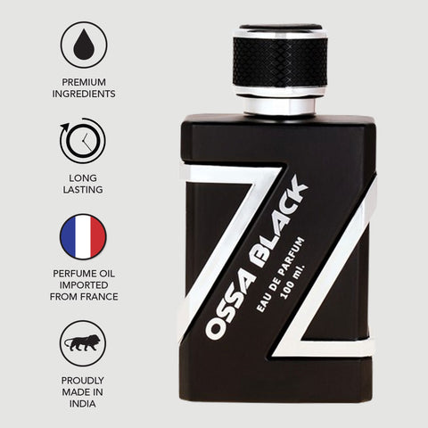 Ossa Black Eau De Parfum 100ml Long Lasting Perfume Combo for Men (Pack of 2)