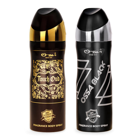 Ossa Black Body Spray 200ml And Touch Oud Body Spray 200ml (Pack of 2)