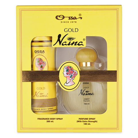 Ossa Gold Naina Gift Set Of Perfume 100ml & Body Spray 200ml