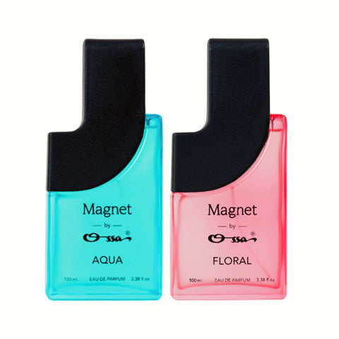 Ossa Magnet Aqua EDP 100ml & Floral EDP 100ml Unisex Eau De Parfum Long Lasting Perfume Combo for Men & Women (Pack of 2)