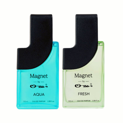 Ossa Magnet Aqua EDP 100ml & Fresh EDP 100ml Unisex Eau De Parfum Long Lasting Perfume Combo for Men & Women (Pack of 2)