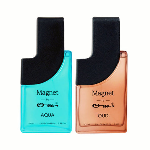 Ossa Magnet Aqua EDP 100ml & Oud EDP 100ml Unisex Eau De Parfum Long Lasting Perfume Combo for Men & Women (Pack of 2)