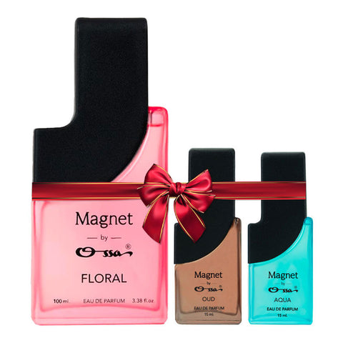 OSSA MAGNET FLORAL EDP 100ML & MAGNET OUD EDP 15ML & MAGNET AQUA EDP 15ML (PACK OF 3)