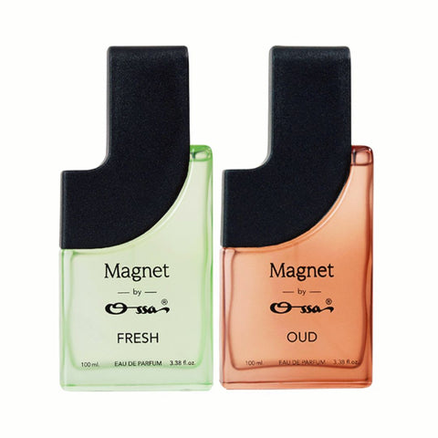 Ossa Magnet Fresh EDP 100ml & Oud EDP 100ml Unisex Eau De Parfum Long Lasting Perfume Combo for Men & Women (Pack of 2)