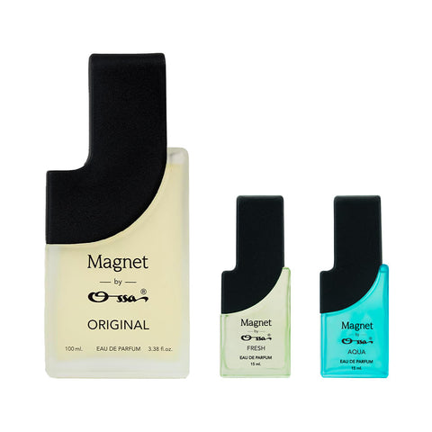 OSSA MAGNET ORIGINAL EDP 100ML & MAGNET FRESH EDP 15ML & MAGNET AQUA EDP 15ML (PACK OF 3)