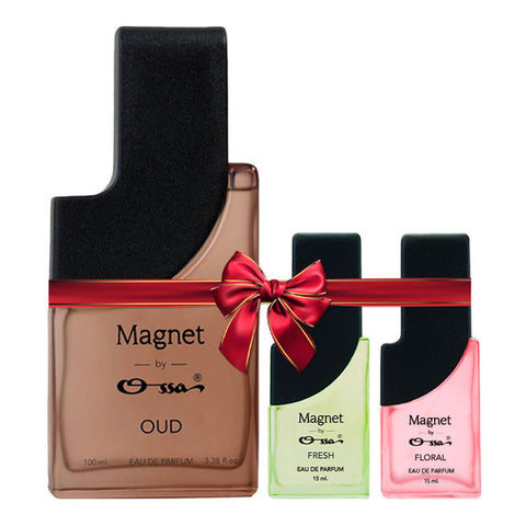 OSSA MAGNET OUD EDP 100ML & MAGNET FRESH EDP 15ML & MAGNET FLORAL EDP 15ML (PACK OF 3)