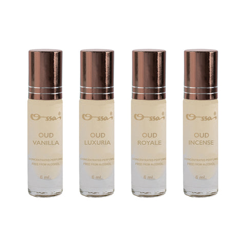 OSSA OUD VANILLA, INCENSE, ROYALE & LUXURIA CONCENTRATED PERFUME (PACK OF 4)