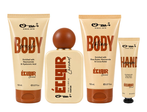 GOURMAND ECLAIR CARAMEL BODY WASH & LOTION, PARFUM & HAND CREAM