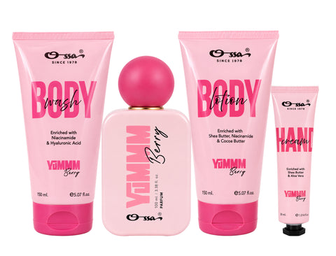 GOURMAND YUMMM BERRY BODY WASH & LOTION, PARFUM & HAND CREAM