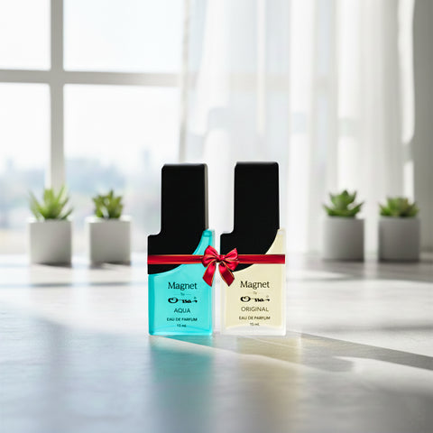 Ossa Magnet Aqua &amp; Original Unisex Eau De Parfum 15ml With Bergamot, Patchouli, Cedarwood, Sandalwood, Musk | Premium Long Lasting Fragrance for Men &amp; Women | Oceanic Scent for Daytime Events and Adventures (Pack of 2, 15ml X 2)