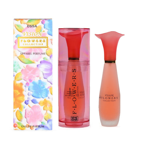 OSSA Vision Flower Apparel Perfume for Women,  Red | Long Lasting Luxury Fragrance for Women | Daily Wear, Party & Gift Perfume