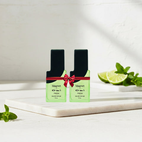 Ossa Magnet Fresh Unisex Eau De Parfum 15ml With Lemon, Patchouli, Cedarwood, Musk, Amber | Premium Long Lasting Fragrance For Men And Women | Excellent for Energizing Days and Uplifting Moments (Pack of 2, 15ml X 2)