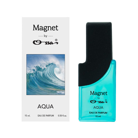 Ossa Magnet Aqua Unisex Eau De Parfum 15ml With Bergamot, Patchouli, Cedarwood, Sandalwood, Musk | Premium Long Lasting Fragrance for Men & Women | Oceanic Scent for Daytime Events and Adventures (Pack of 2, 15ml X 2)