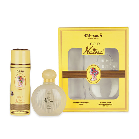 Ossa Gold Naina Gift Set Of Perfume 100ml & Body Spray 200ml