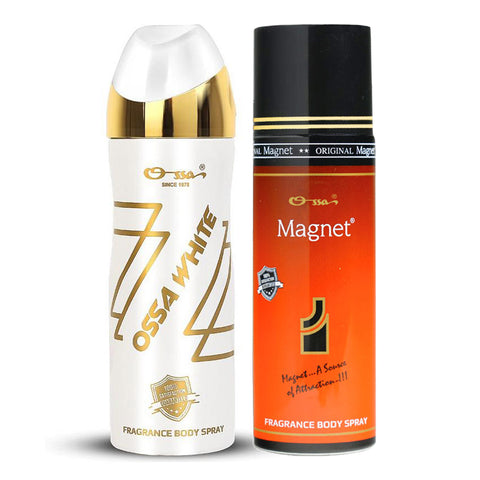 Ossa Magnet Body Spray 200ml & Ossa White Body Spray 200ml (Pack of 2)