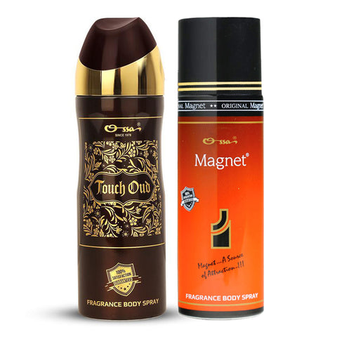 Ossa Magnet Body Spray 200ml & Touch Oud Body Spray 200ml (Pack of 2)
