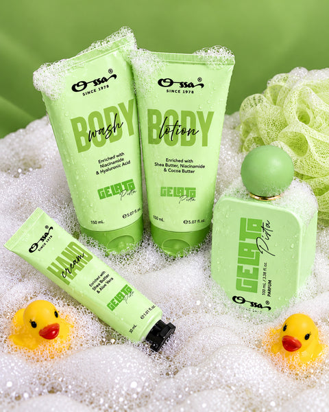 GOURMAND GELATO PISTA BODY WASH & LOTION, PARFUM & HAND CREAM