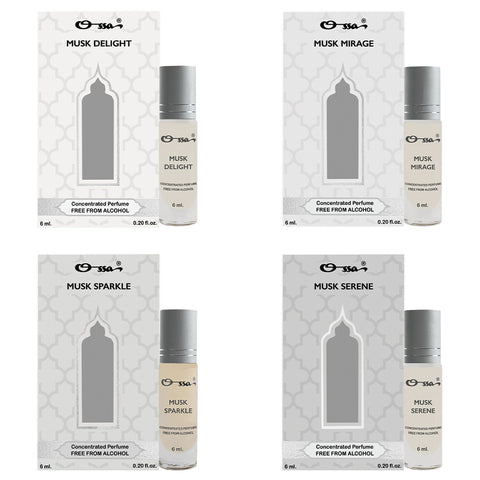 OSSA MUSK DELIGHT, MIRAGE, SERENE & SPARKLE CONCENTRATED PERFUME (PACK OF 4)