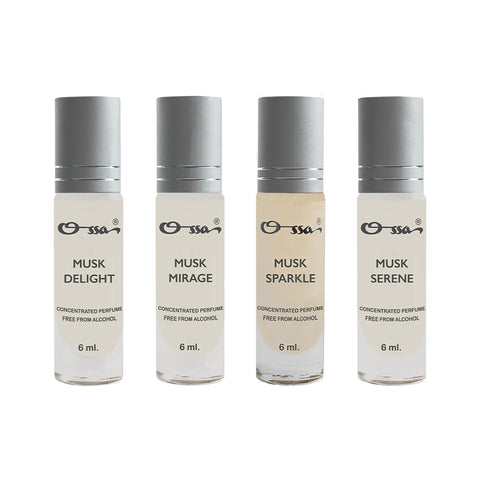 OSSA MUSK DELIGHT, MIRAGE, SERENE & SPARKLE CONCENTRATED PERFUME (PACK OF 4)