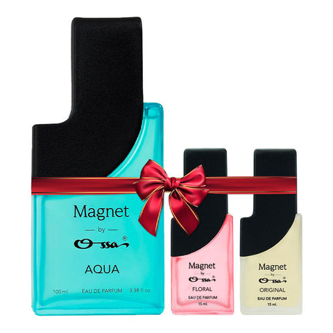 OSSA MAGNET AQUA EDP 100ML & FLORAL EDP 15ML & ORIGINAL EDP 15ML (PACK OF 3)