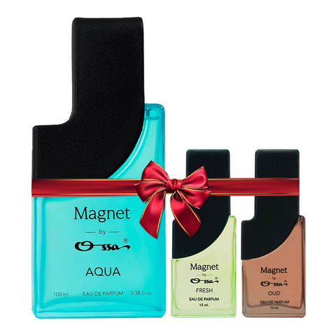 OSSA MAGNET AQUA EDP 100ML & FRESH EDP 15ML & OUD EDP 15ML (PACK OF 3)