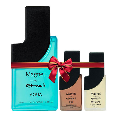 OSSA MAGNET AQUA EDP 100ML & OUD EDP 15ML & ORIGINAL EDP 15ML (PACK OF 3)