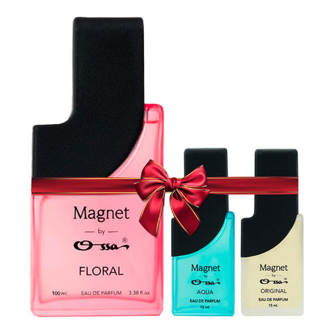 OSSA MAGNET FLORAL EDP 100ML & AQUA EDP 15ML & ORIGINAL EDP 15ML (PACK OF 3)