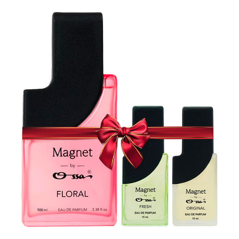 OSSA MAGNET FLORAL EDP 100ML & FRESH EDP 15ML & ORIGINAL EDP 15ML (PACK PF 3)