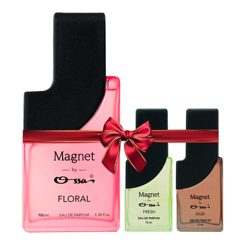 OSSA MAGNET FLORAL EDP 100ML & FRESH EDP 15ML & OUD EDP 15ML (PACK OF 3)