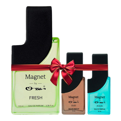 OSSA MAGNET FRESH EDP 100ML & OUD EDP 15ML & AQUA EDP 15ML (PACK OF 3)