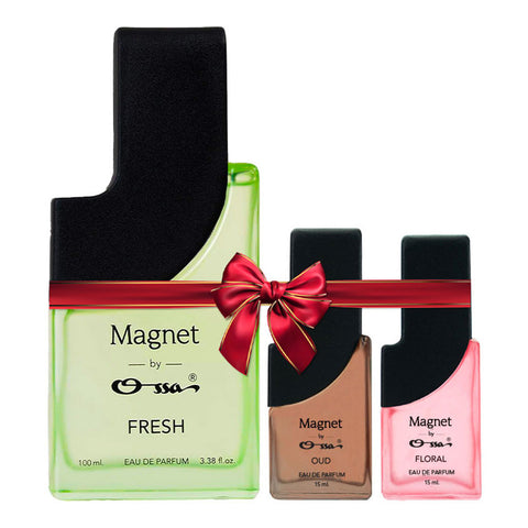 OSSA MAGNET FRESH EDP 100ML & OUD EDP 15ML & FLORAL EDP 15ML (PACK OF 3)