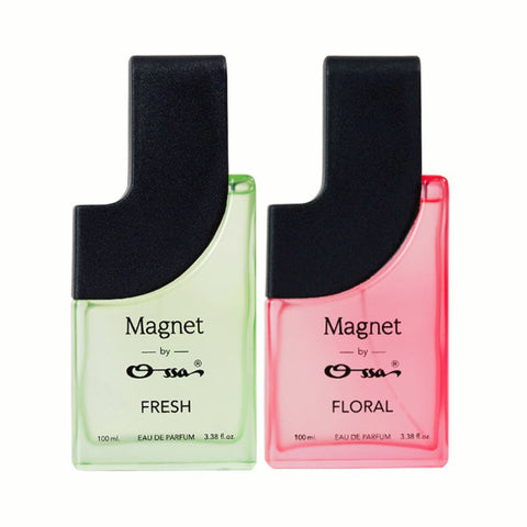 Ossa Magnet Fresh EDP 100ml & Floral EDP 100ml Unisex Eau De Parfum Long Lasting Perfume Combo for Men & Women (Pack of 2)