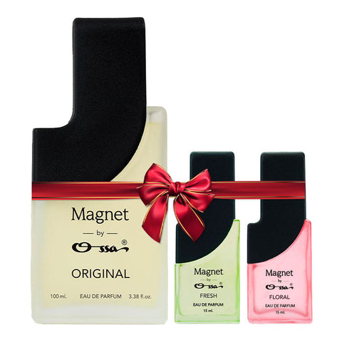 OSSA MAGNET ORIGINAL EDP 100ML & MAGNET FRESH EDP 15ML & MAGNET FLORAL EDP 15ML (PACK OF 3)