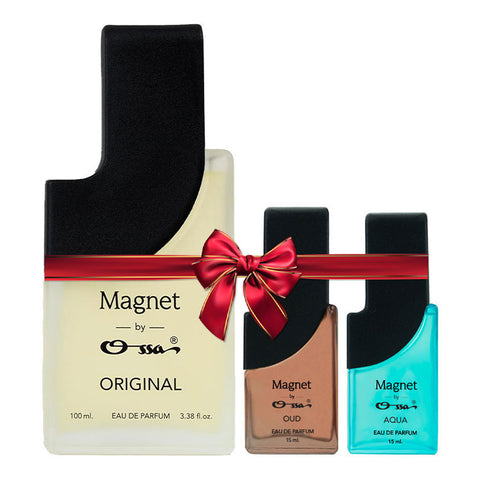OSSA MAGNET ORIGINAL EDP 100ML & OUD EDP 15ML & AQUA EDP 15ML (PACK OF 3)