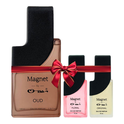 OSSA MAGNET OUD EDP 100ML & FLORAL EDP 15ML & ORIGINAL EDP 15ML (PACK OF 3)