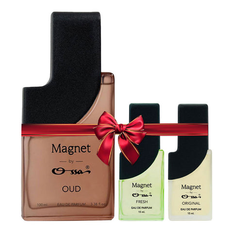 OSSA MAGNET OUD EDP 100ML & FRESH EDP 15ML & ORIGINAL EDP 15ML (PACK OF 3)