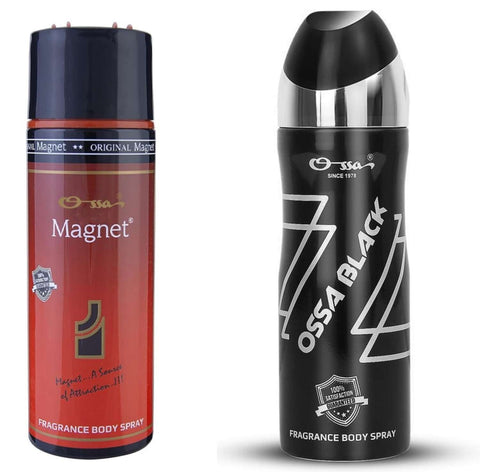 Ossa Magnet Body Spray 200ml & Ossa Black Body Spray 200ml (Pack of 2)