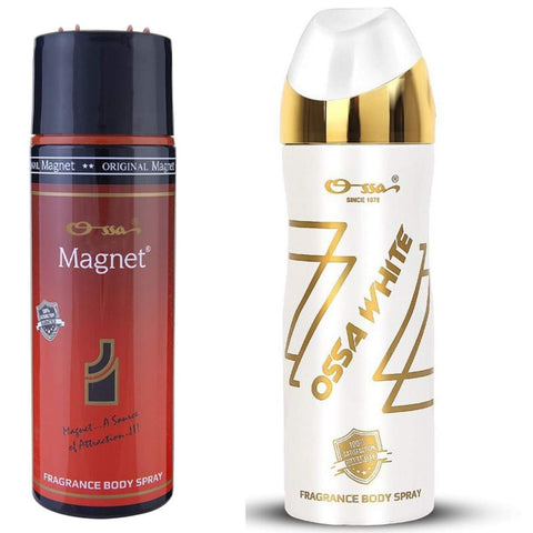 Ossa Magnet Body Spray 200ml & Ossa White Body Spray 200ml (Pack of 2)