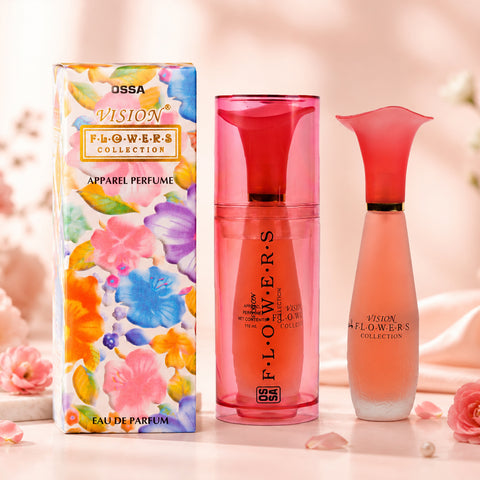 OSSA Vision Flower Apparel Perfume for Women,  Red | Long Lasting Luxury Fragrance for Women | Daily Wear, Party & Gift Perfume