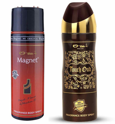 Ossa Magnet Body Spray 200ml & Touch Oud Body Spray 200ml (Pack of 2)