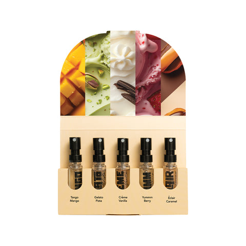 Ossa Gourmand Trial Pack - Tango Mango, Gelato Pista, Creme Vanilla, Yummm Berry, Eclair Caramel Unisex Parfum 2ML x 5 Parfum